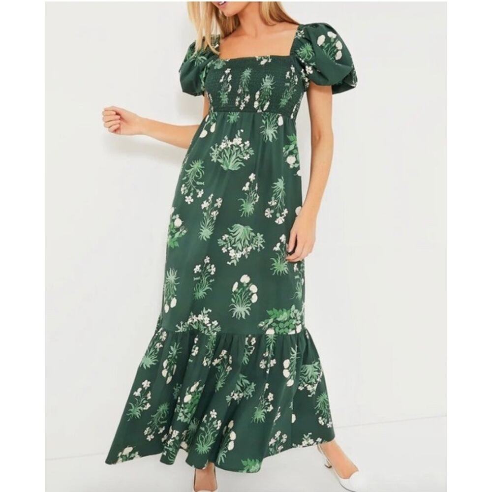 Tuckernuck Viridian Stamped Bouquets Gabrielle Dress L – Floral Maxi Boho - Picture 1 of 11